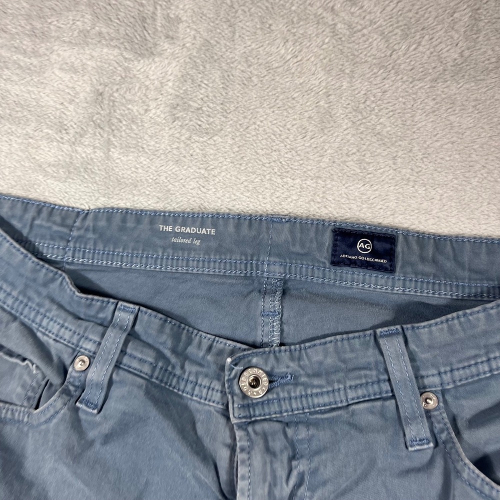 AG Adriano Goldschmied The Graduate Tailored Leg Blue Grey Pants 36x34 Mens - Picture 2 of 10